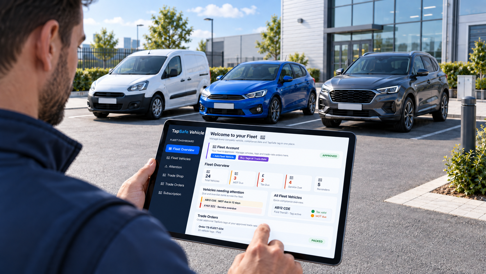 TapSafe Fleet Dashboard displayed on a tablet