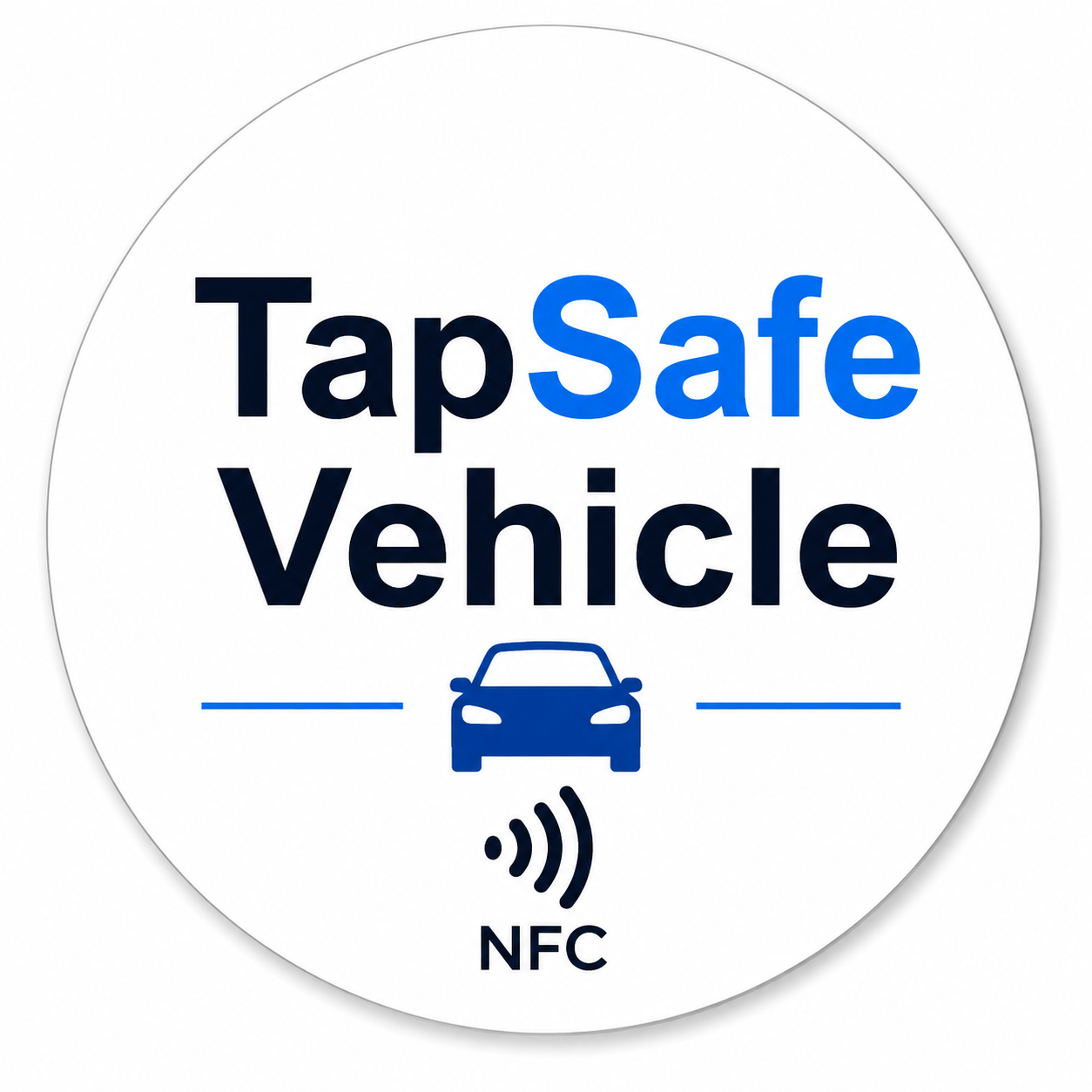 White circular TapSafe Vehicle NFC windscreen tag